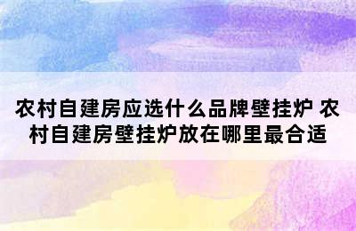 农村自建房应选什么品牌壁挂炉 农村自建房壁挂炉放在哪里最合适